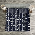thumbnail image 3 of Ambesonne Geometric Quilted Bedspread Set 3 Pcs, Vintage Japanese, Queen Size, Dark Blue Cream, 3 of 3