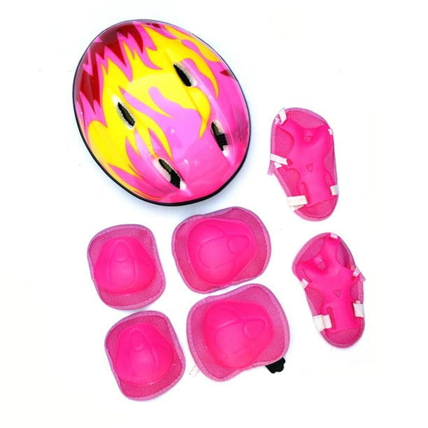 7 unids/set equipo de protección para niños con casco ajustable rodilleras coderas muñequeras para patines