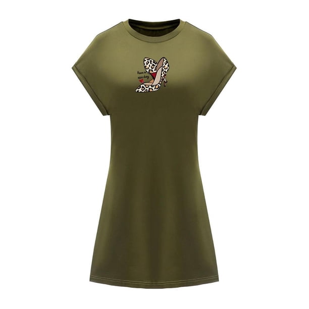 Vestido corto de verano para mujer, ligero, con cuello redondo, para viajes de aniversario SG
