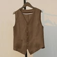 thumbnail image 2 of VNKIDY Women Outerwear Vests Solid Color Button Front Vest Sleeveless V Neck Waistcoat With Dual Pockets Breathable Layering Piece For Casual Wear Stylish Vests, 2 of 3