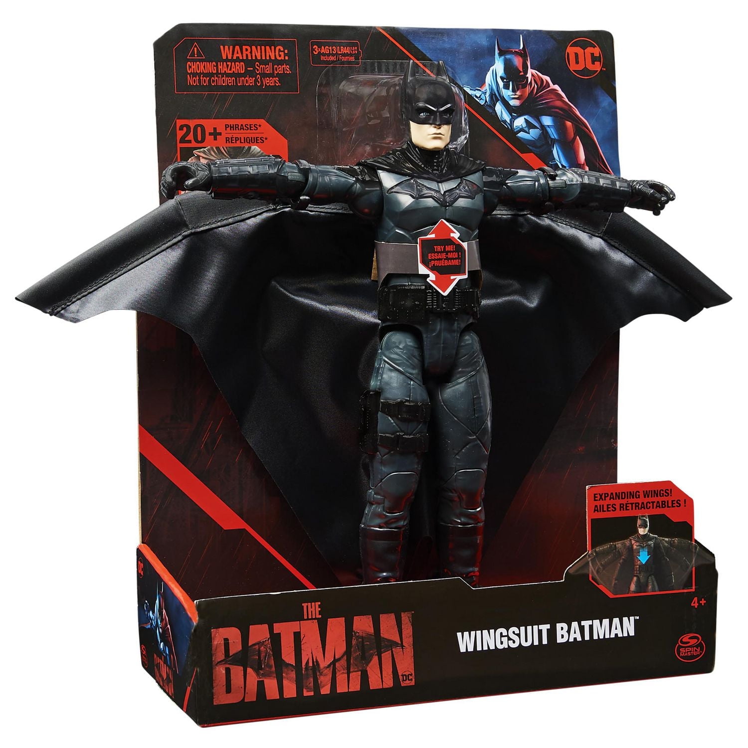 DC Comics, Batman 12-inch Wingsuit Action Figure with Lights and Phrases, Expanding Wings, The Batman Movie Collectible Kids Toys for Boys and Girls Ages 3 and up