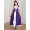 thumbnail image 3 of RUNQHUI Robe Princesse à Manches Courtes Lacée Renaissance Médiévale pour Filles Danse Performance Violet Foncé 10, 3 of 7