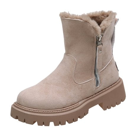 

womens flat dress shoes Fashion Autumn And Winter Women Snow Boots Thick Bottom Non Slip Short Plush Warm And Comfortable Artificial leather womens winter shoes Khaki