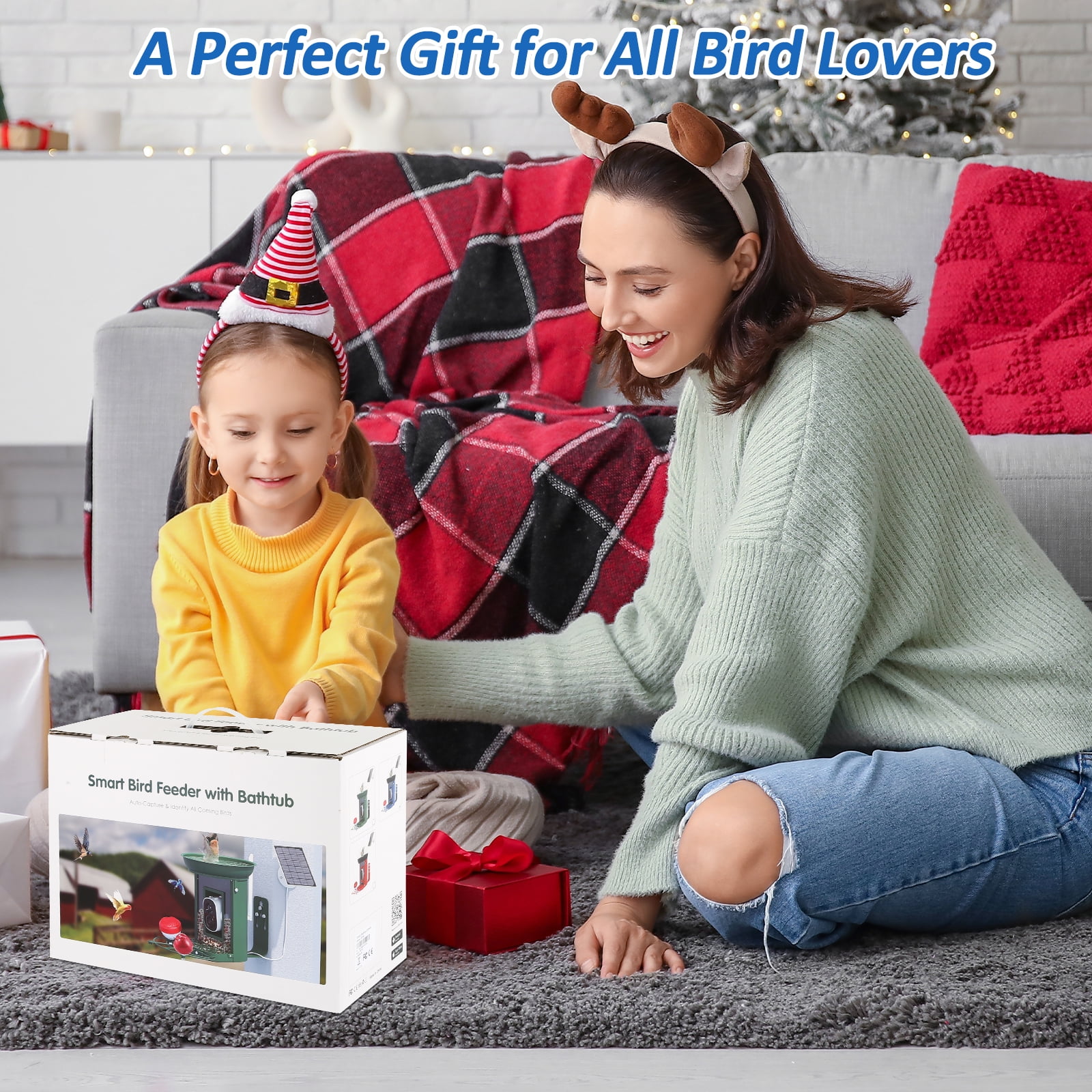 Bird Feeder with Camera, 2K Bird Camera with 3-in-1 Feeding, Drinking, and Bathing | AI Bird Identify, Real-Time Monitoring and Alerts | IP65 and Squirrel-Proof for Outdoors, Gift for Bird Lovers