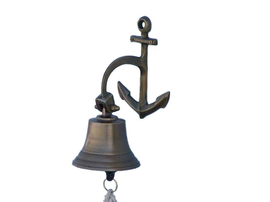 Antique Brass Hanging Anchor Bell 8" Brass Bell Nautical Decor
