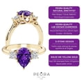 thumbnail image 4 of PEORA 14K Yellow Gold Pear Shape Amethyst and Lab Grown Diamond 3 Stone Trellis Ring, 1.30 Carats total, Size 9.5, 4 of 5