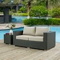 thumbnail image 5 of Modern Contemporary Urban Design Outdoor Patio Balcony Loveseat Sofa, Beige, Rattan, 5 of 5
