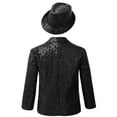 thumbnail image 2 of iiniim Kids Boys Shiny Sequins Blazer with Fedora Hat Wedding Party Formal Tuxedo Suit 6-16 Black 6, 2 of 7