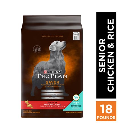Purina Pro Plan With Probiotics Senior Dry Dog Food, SAVOR Shredded Blend Chicken & Rice Formula - 18 lb. (The Best Senior Dog Food)