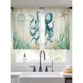 thumbnail image 2 of Vintage Ocean Sheer Curtains 54 Inch Long 2 Panels, Octopus Starfish Seagrass Compass Nautical Light Filtering Rod Pocket Curtains, Sheer Voile Drapes for Living Room Bedroom, 52"x54", 2 of 8