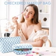 thumbnail image 6 of Fammart 2 Pieces Travel Makeup Bag, Checkered Cosmetic Bag Make Up Organizer Case for Women, Small Toiletry Bag Skincare Pouch for Toiletries Accessories Brushes, 6 of 9