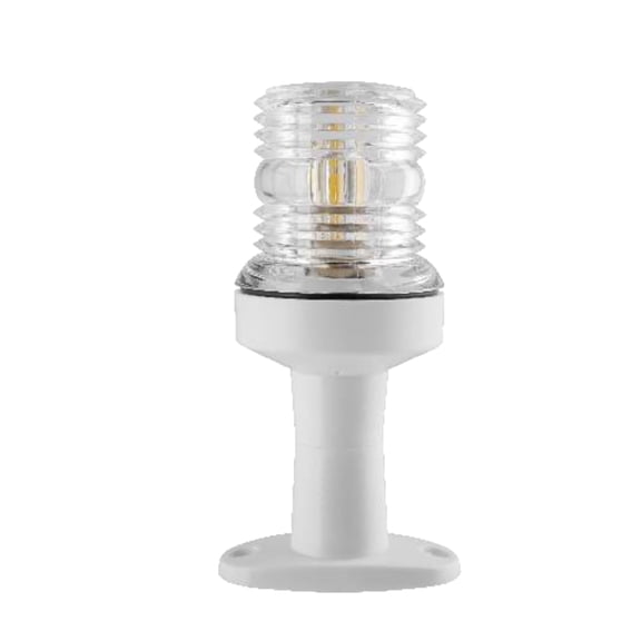 SEAFLO 03 Series All-Around LED Pole Navigation Light- 3 NM, 4-⅞” Height, 12-24V, 2.5 W, Fixed Mount, 316 Stainless-Steel, For Boats Up to 65 FT (20 M), CE & RoHs Certified (Fixed Mount, White-4-⅞”)