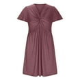 thumbnail image 5 of Meichang Summer Dresses for Women V Neck Twist Front Short Sleece Mini Dresses A-Line Soft Party Dress Casual Solid Work Tshirt Dress, 5 of 10