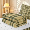 thumbnail image 6 of Manfei Geometric Check Zipper Full Size Comforter Sets with Fitted Sheet and 2 Pillowcases,Classic Plaid Zipper Bedding Set,Yellow Green Brown,Reversible,4pcs, 6 of 8