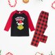 thumbnail image 5 of Pijamas Navideñas Traje de pantalón largo negro con estampado de dibujos animados estilo casual familiar de Navidad Kuymtek Negro*2 años*niño Única para Unisex, 5 of 6