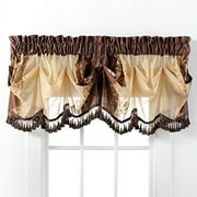 Danbury Embroidered Window Beaded Valance Treatments By GoodGram - Brown