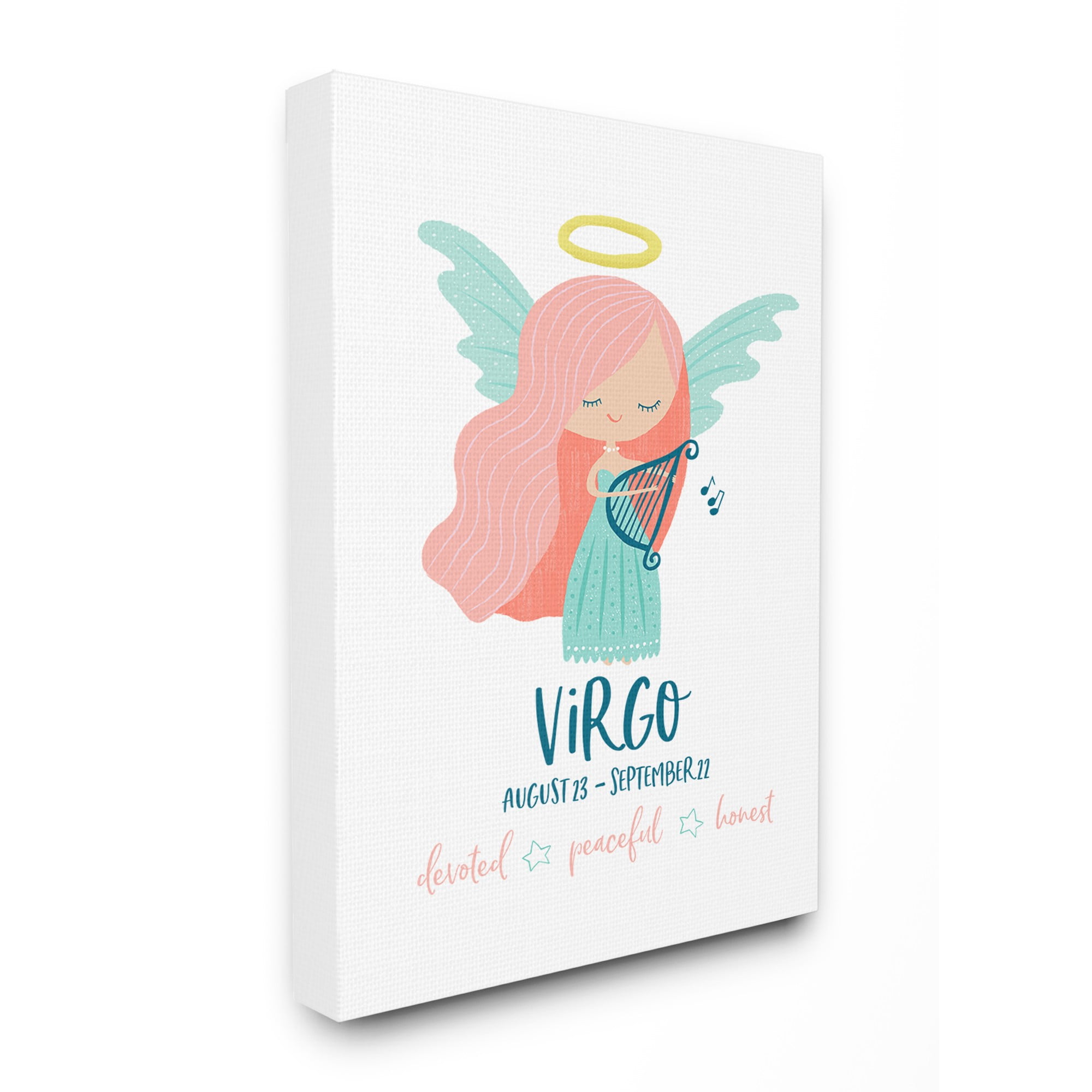 The Kids Room by Stupell Fun Modern Zodiac Virgo Angel Stretched Canvas ...