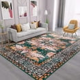 thumbnail image 2 of Astorug Machine Washable Vintage Rug - 5x8ft Non-Slip Low Pile Area Carpet - Rubber Backing for Living Room, Bedroom, Kitchen - Green, 2 of 7