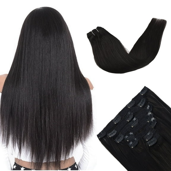 Vlasy Straight Clip In Hair Extensions 12inches Real Human Hair 7Pcs Clip In Natural Black Human Hair Extensions
