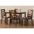thumbnail image 4 of Baxton Studio Abilene Mid-Century Walnut Finished and Grey Fabric Upholstered 5-Piece Dining Set, 4 of 5