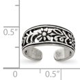 thumbnail image 3 of 925 Sterling Silver Vintage Flower Adjustable Toe Ring Open Midi, 3 of 10