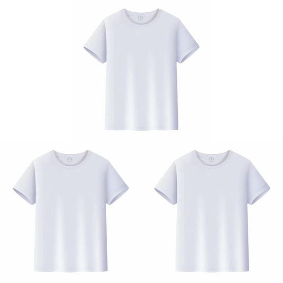 Hudaneo Boys Quick Dry Mesh Shirts 3Pcs Crewneck Solid Short Sleeve Sports Undershirt, 2-14 Years