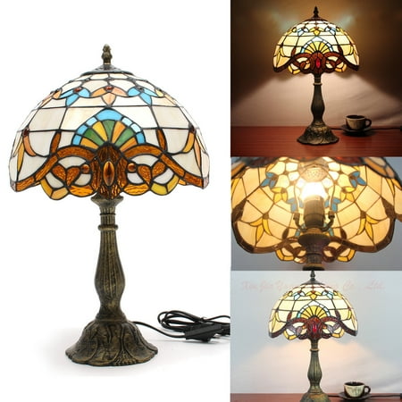 220v 40w Table Lamp Victorian Desk Lamp Stained Glass Shade Double