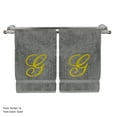 thumbnail image 2 of Monogrammed Hand Towel, Personalized Gift, 16 x 30 Inches - Set of 2 - Gold Embroidered Towel - Extra Absorbent 100% Turkish Cotton - Soft Terry Finish - for Bathroom, Kitchen and Spa - Script G Gray, 2 of 2