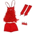 thumbnail image 2 of Phenovo Gilrs Tassels Latin Performance Dance Halter Vestido brillante decoración de de imitación Soledad Latin Dance vestido Conjunto, 2 of 10