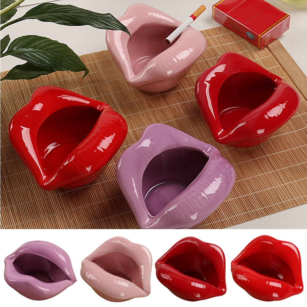 Cheers.US Creative Ceramic Cigarette Ashtrays with Lips Style, Cute