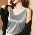 thumbnail image 2 of Mohiass Womens Silk Satin Camisole Tank Tops V Neck Spaghetti Strap Blouses Sleeveless Cami Shirt Silver L, 2 of 4