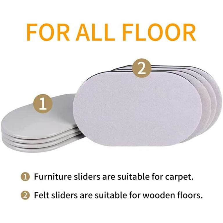 Ezprotekt iSH09-M654580mn Reusable Large Furniture Sliders for Carpet, XL Furniture  Movers Sliders, 9 1/2 x 5 3/4 Oval Heavy Duty Furniture M
