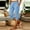 Light Blue, variant on Womens High-Waist Straight-Leg Capri Pants with Side-Slit Hem and Elastic-Waist, Elegant Cut for smart casual social events Beige S