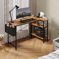 thumbnail image 4 of edx 39 Inch Small L Shaped Computer Desk with Power Outlets, Corner Gaming Table with Reversible Storage Shelves for Home, Office, Rust, 4 of 11