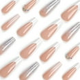 thumbnail image 6 of 24PCS Long Coffin Fake Nails White Nude French Classic Glue on Nails Set for Women Girls,Acrylic Shine Glossy Stick on Nails for Office Daily Wedding,Full Nail Wrap Gift for Valentine Holiday, 6 of 7