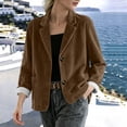 thumbnail image 4 of Homenesgenics Corduroy Blazers for Women Plus Size Fall/Winter Lapel Button Oversized Loose-Fit Comfortable Business Casual with Shoulder Pads Brown L, 4 of 7
