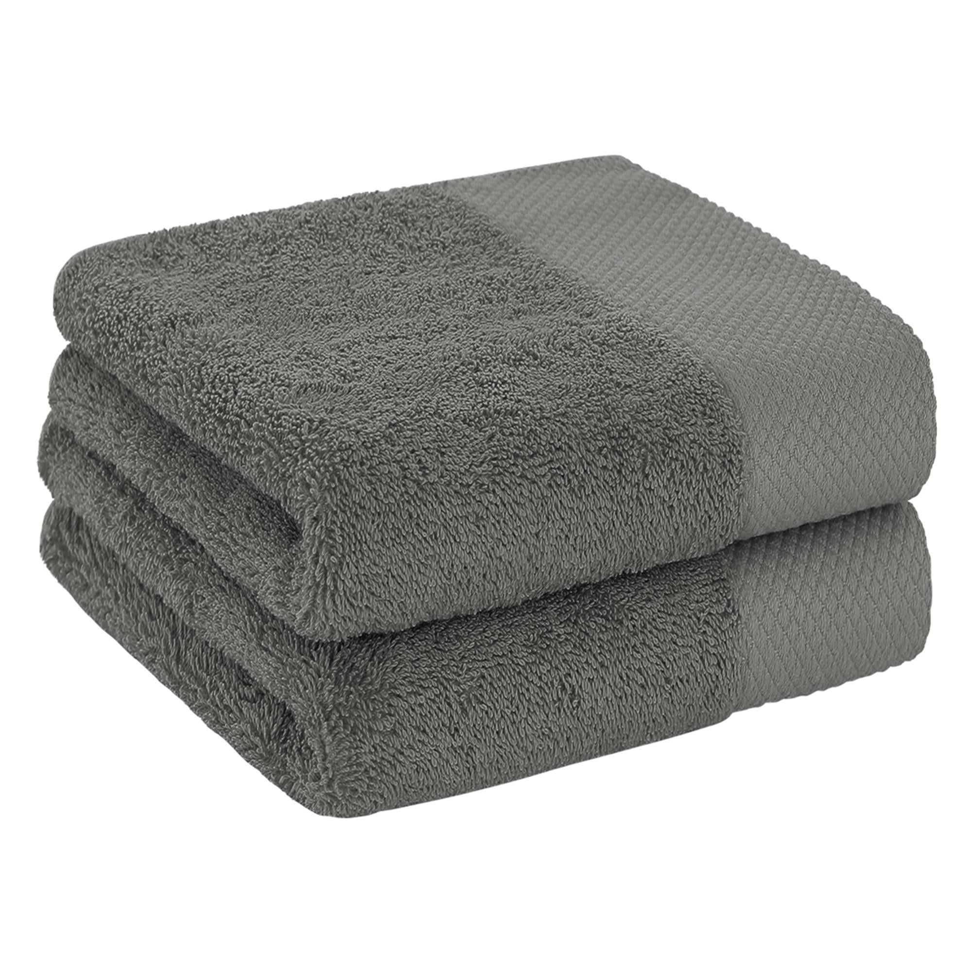 Heavyweight Luxury Cotton Hand Towels Set of 2, 16" x 30", Gray