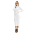 thumbnail image 2 of Yemak Women's Loose Fit Long Sleeve Textured Midi Sweater Dress Ivory-M-BD, 2 of 3