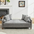 thumbnail image 2 of Gray Chenille Chaise With Fabric & 4 Pillows - For Living Room, Bedroom, Apartment, Guestroom Elegant Lounge In Chenille, Walnut Legs, 2 of 6