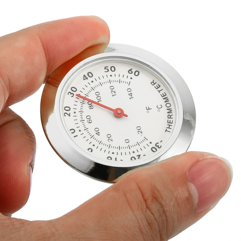 1.69 inch Mini Indoor Outdoor Thermometer Celsius/ Fahrenheit Temperature Monitor, Silver 2 Pack
