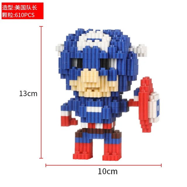 Disney-bloques de construcción de Marvel para niños, juguete de montaje para niños, Stitch, Mickey, Minnie, Derena, Belle