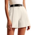 thumbnail image 2 of WULMLEO Womens Shorts Dressy High Waisted Wide Leg Bottoms Pleated Business Casual Work Trouser Shorts Without Belts White 2XL, 2 of 8