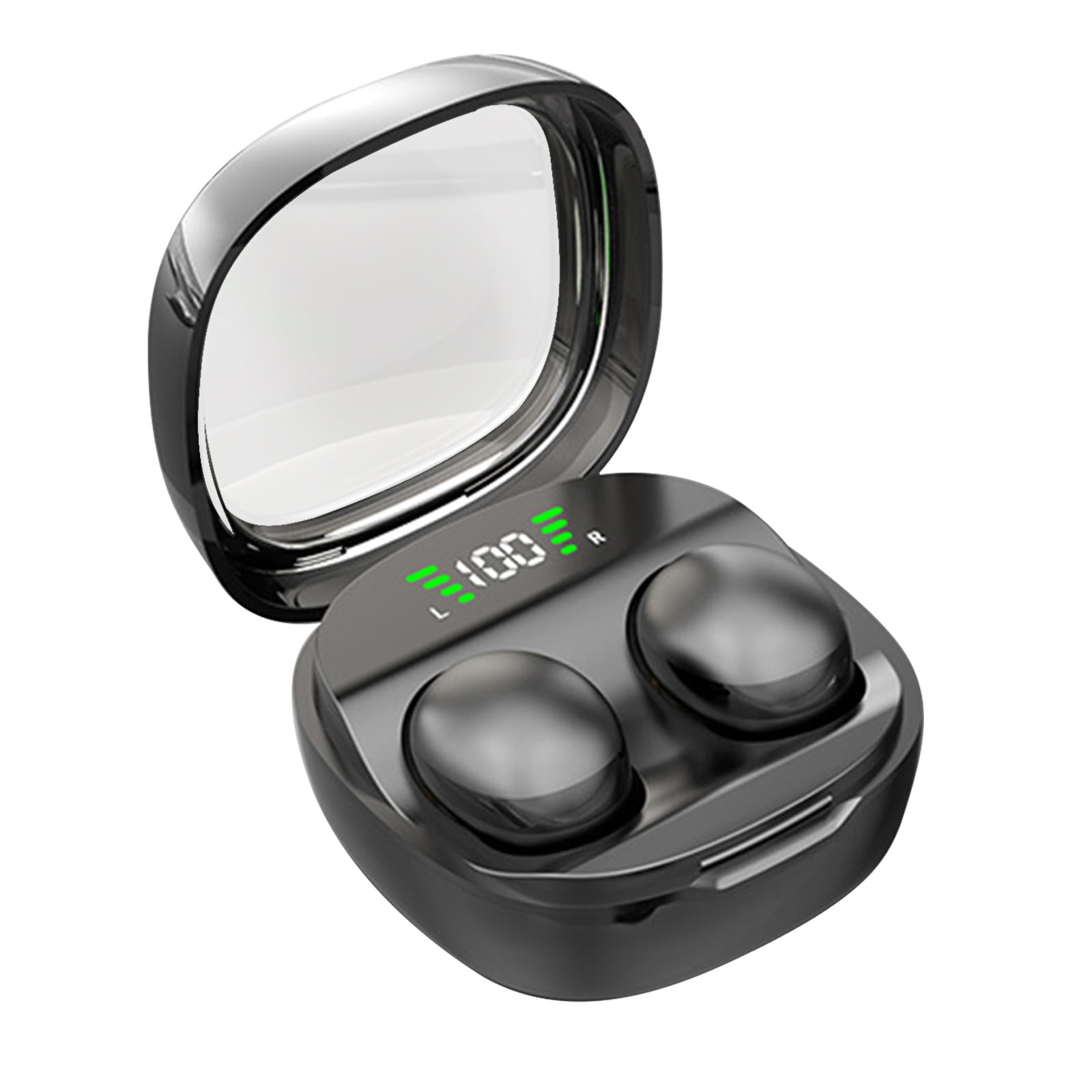 Bluetooth Headphones True Wireless Earbuds 60H Playback LED Power Display Earphones with Wireless Charging Case IPX5 Waterproof in-Ear Earbuds with Mic for Smart Phone Laptop TV Computer Sports,Black
