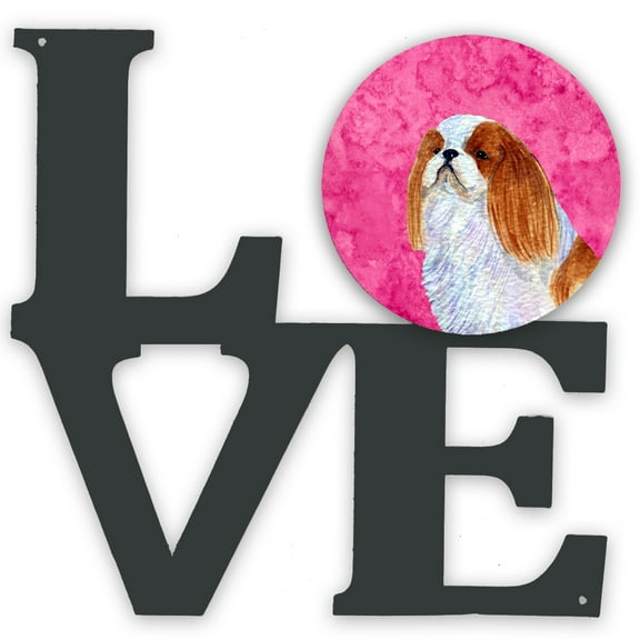 Pink English Toy Spaniel Metal Wall Artwork LOVE