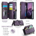 thumbnail image 5 of ShellTech Compatible with Samsung Galaxy Z Fold 7 Crossbody Wallet Case with RFID Blocking Zipper Card Holder & Pen Holder Slot Soft PU Leather Wrist Strap Lanyard Zipper Pocket Purse,Purple, 5 of 12