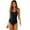 Black, variant on Women's Swimsuit One Piece Solid Cross Back Multi Straps Sexy Swimwear for Woman Scoop Neck Bathing Suits Monokini