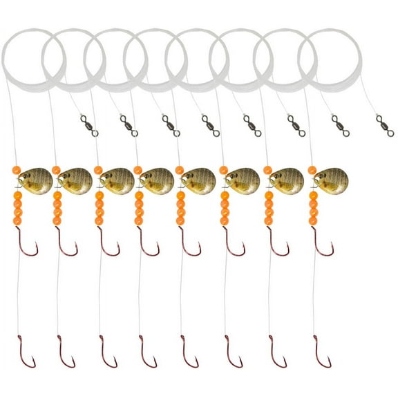 Tooth Shield Tackle 8 Pack Walleye Crawler Harness Spinner Rig #2 Live Series Colorado Blade (Sunfish)