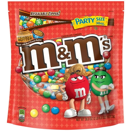 M&M'S Peanut Butter Chocolate Candy Party Size Bag, 38 oz - Walmart.com