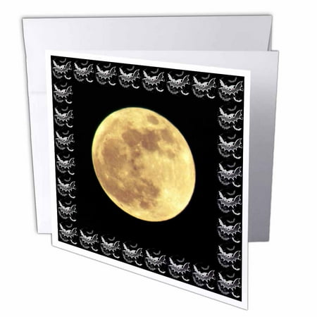 3dRose Halloween Bats with Full Moon - Spooky Art, Greeting Cards, 6 x 6 inches, set of 6
