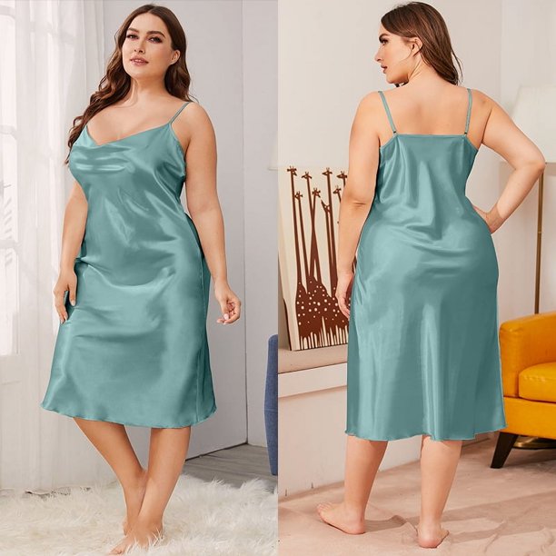 Camisón holgado de primavera y verano para mujer, con tirantes y obesidad, 1630p